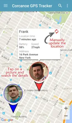 Corcanoe GPS Tracker Locator android App screenshot 1